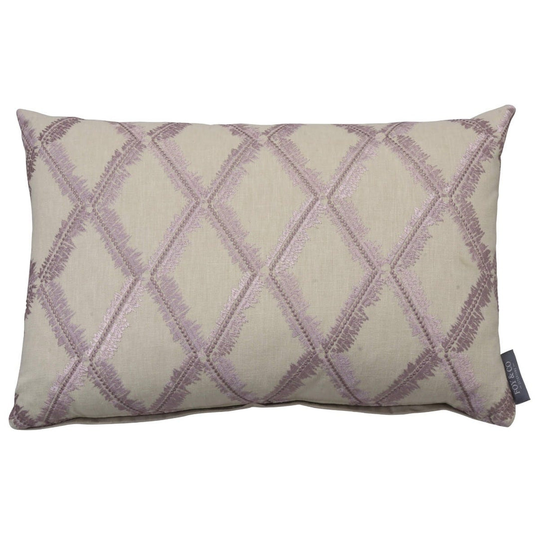 Molina Trellis Embroidered Lilac Oblong Cushion