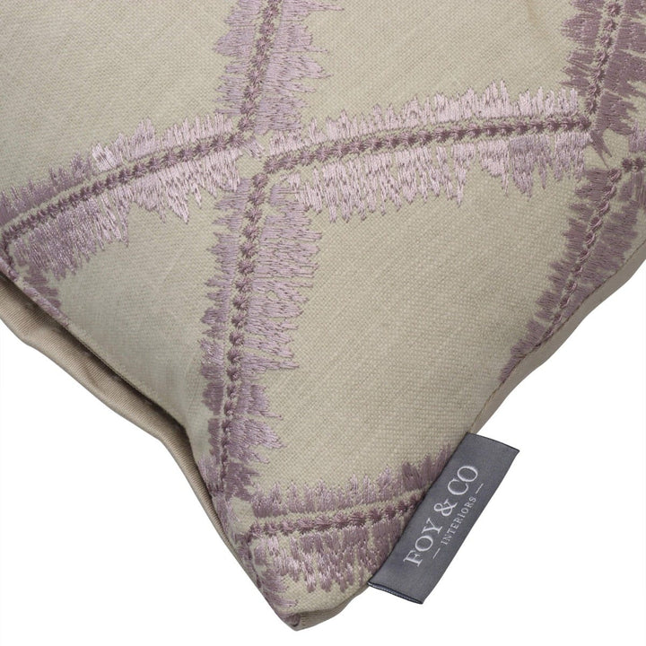 Molina Trellis Embroidered Lilac Oblong Cushion