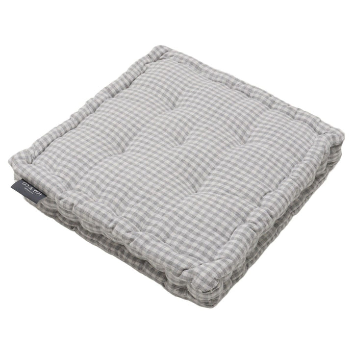 Gingham Grey Cotton Floor Cushion