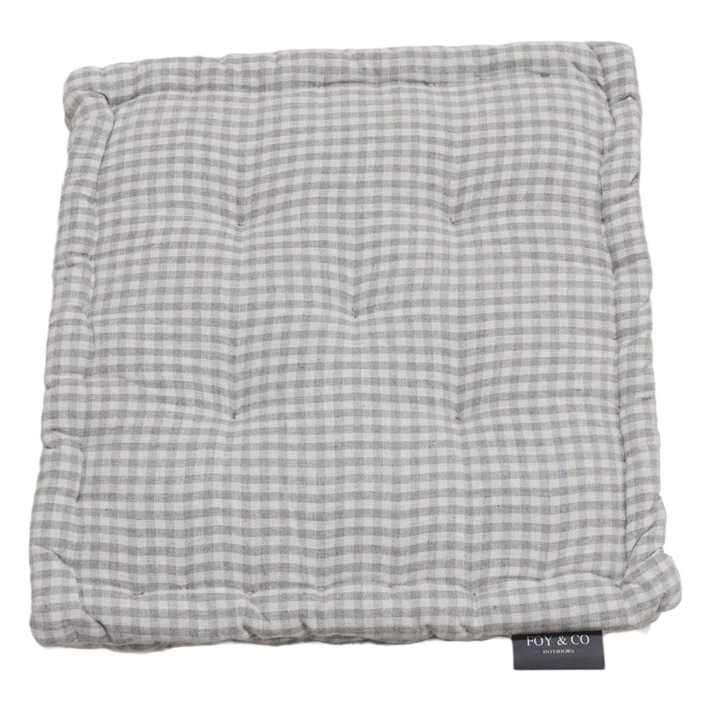 Gingham Grey Cotton Floor Cushion