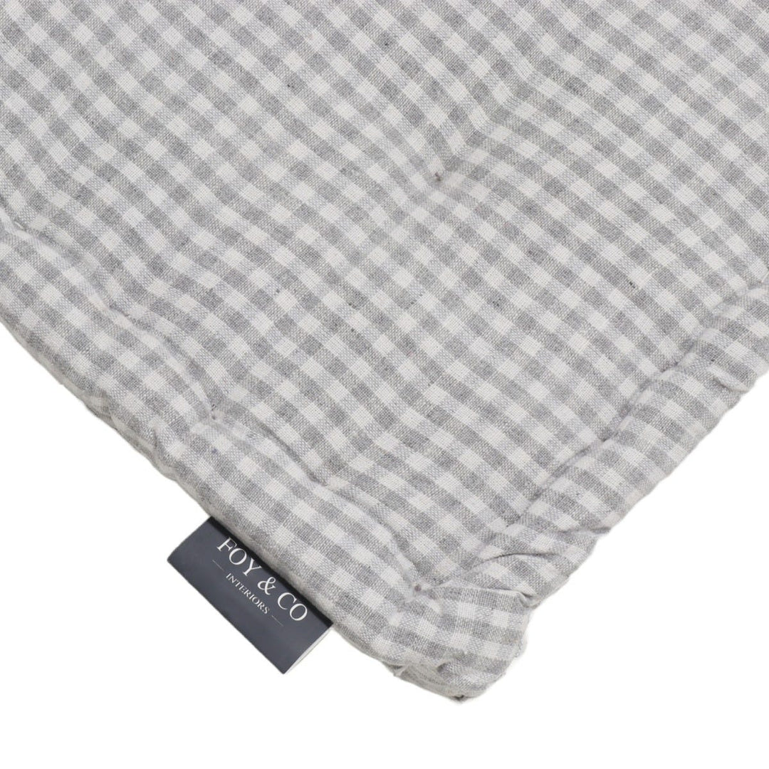 Gingham Grey Cotton Floor Cushion