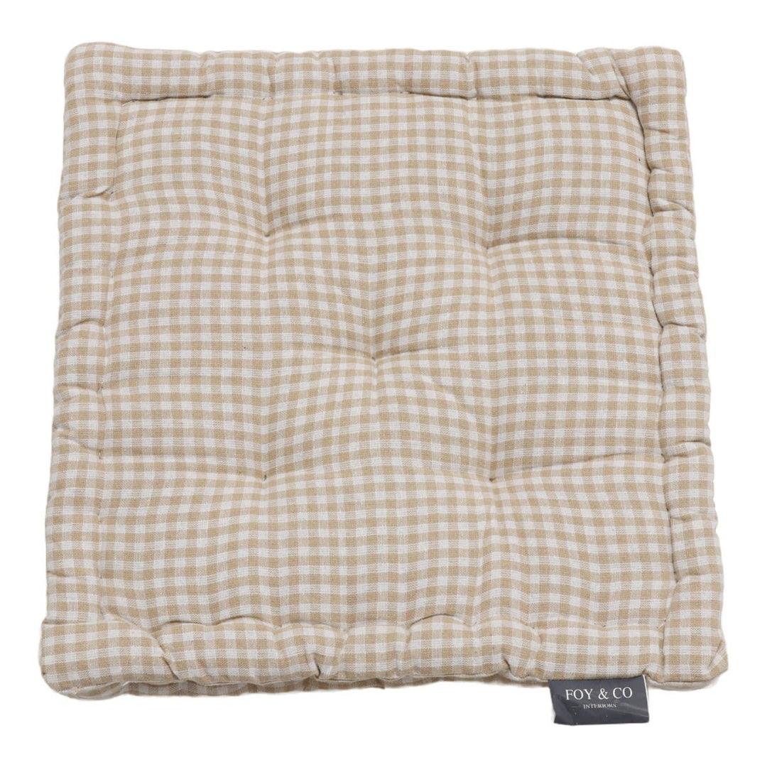 Gingham Beige Cotton Floor Cushion