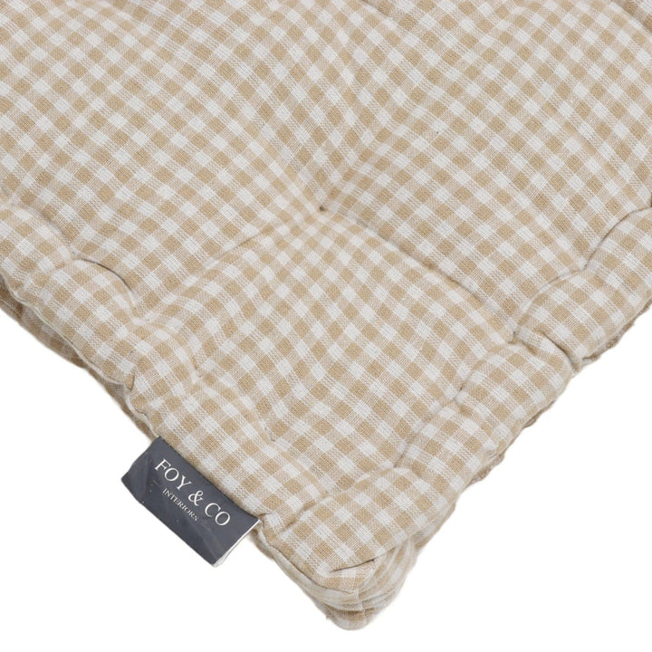 Gingham Beige Cotton Floor Cushion