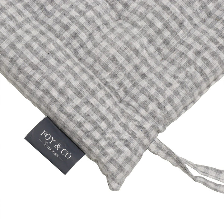 Gingham Grey Cotton Seat Pad