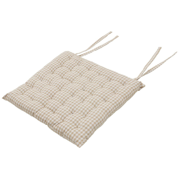 Gingham Beige Cotton Seat Pad