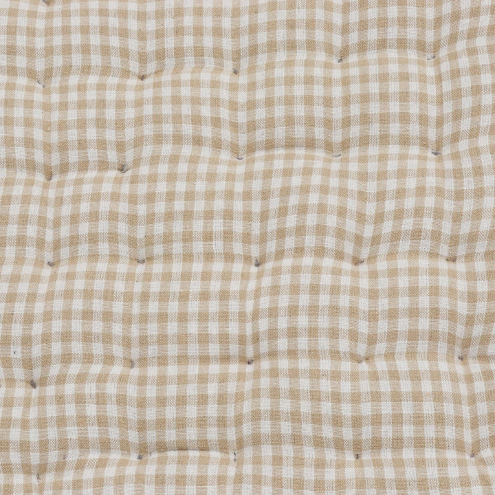 Gingham Beige Cotton Seat Pad