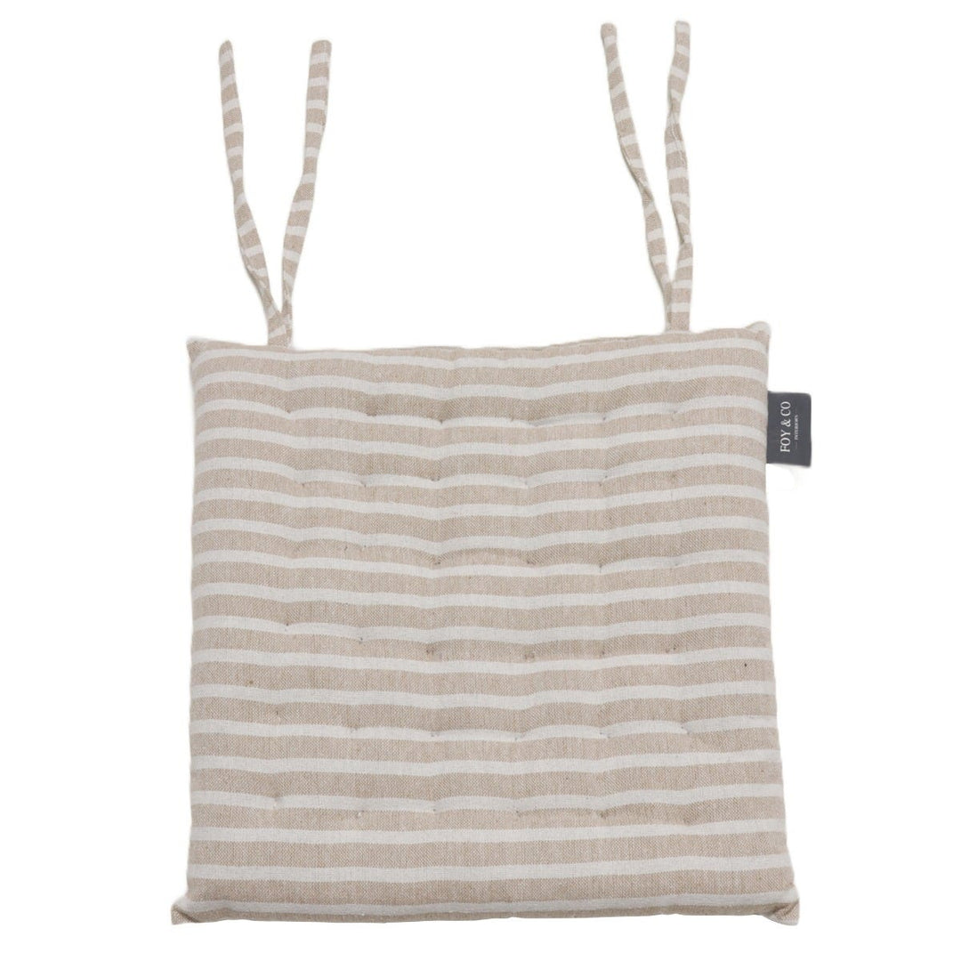 Falmouth Stripe Beige Cotton Seat Pad