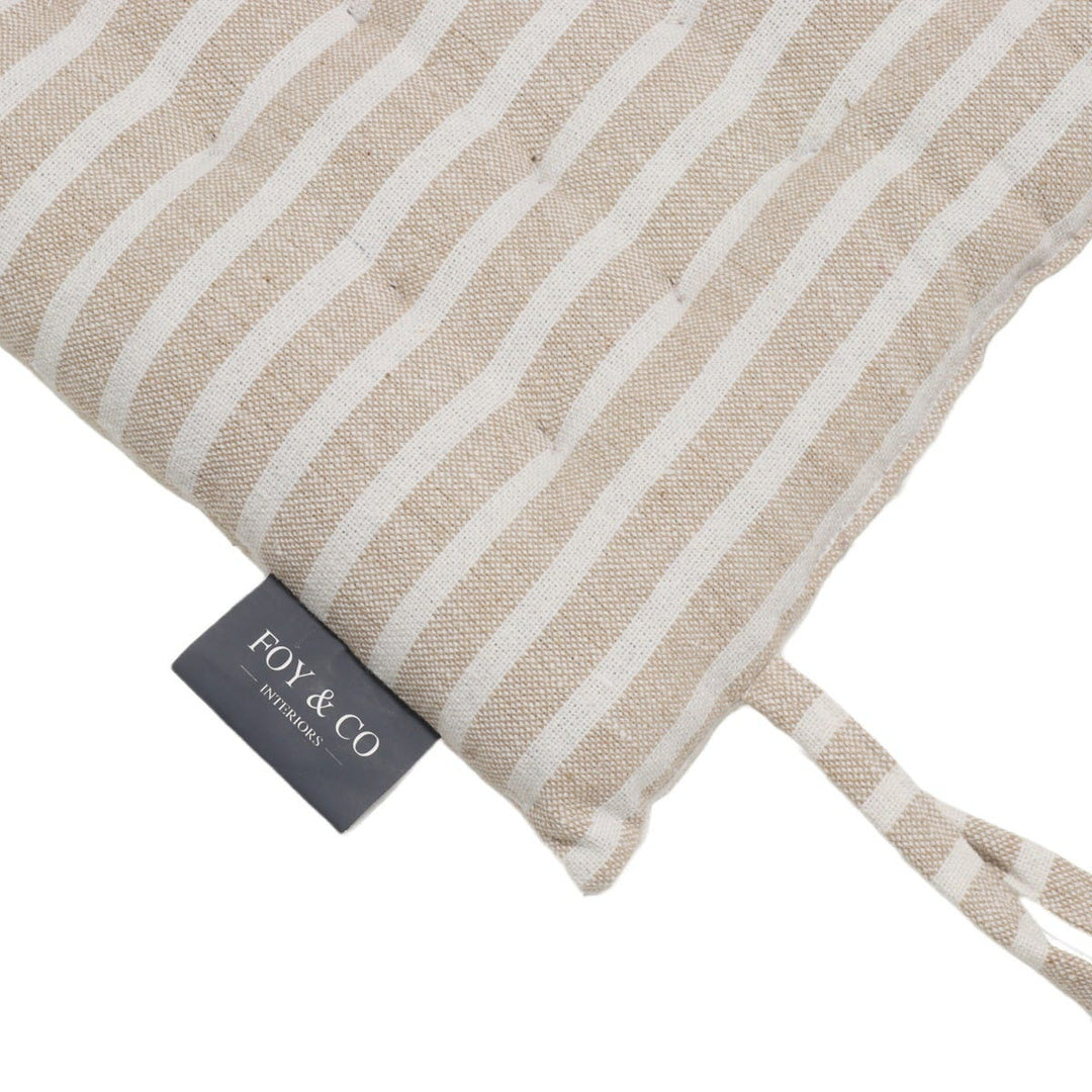 Falmouth Stripe Beige Cotton Seat Pad