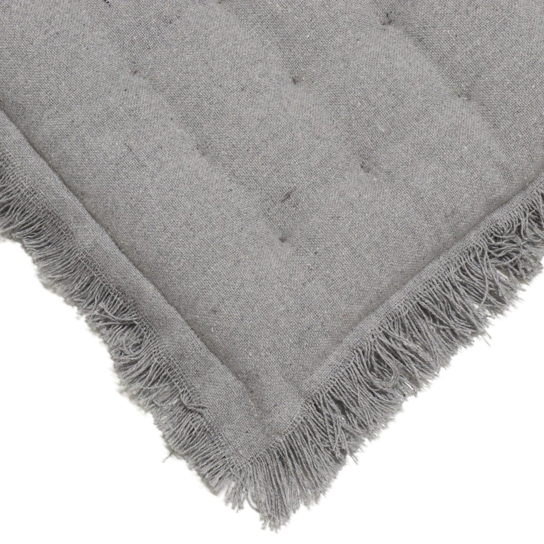 Plain Grey Cotton Fringed Seat Pad