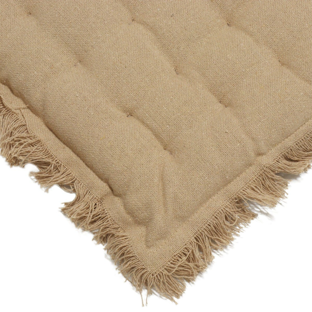 Plain Beige Cotton Fringed Seat Pad