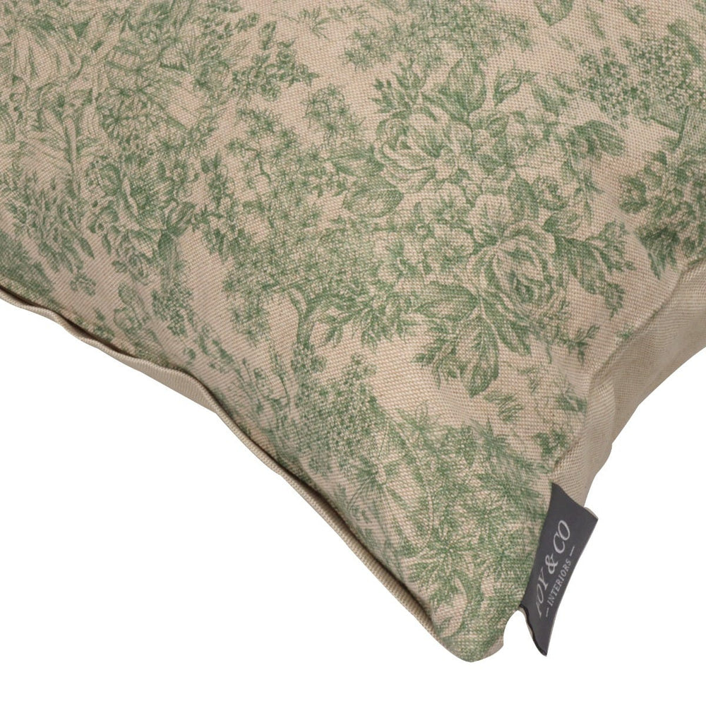 Vintage Toile Green 20" Cushion Cover