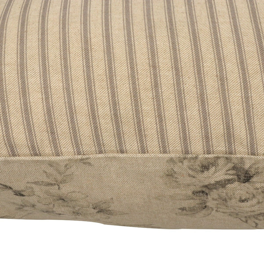 French Faded Rose Grey / Stripe 20" Cushion Cover