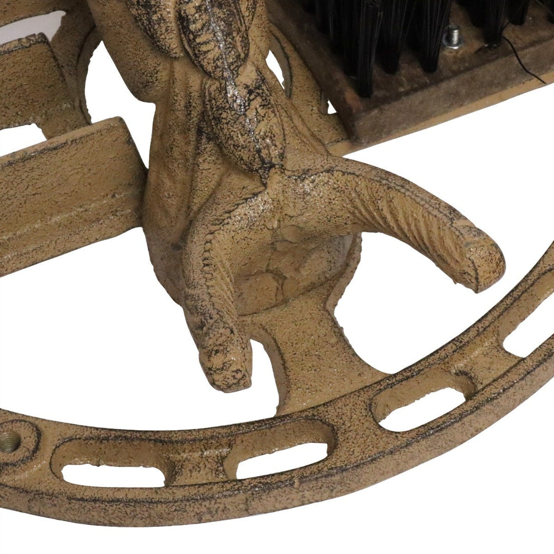 Cast Iron Horse Shoe Boot Holder Scraper & Brush