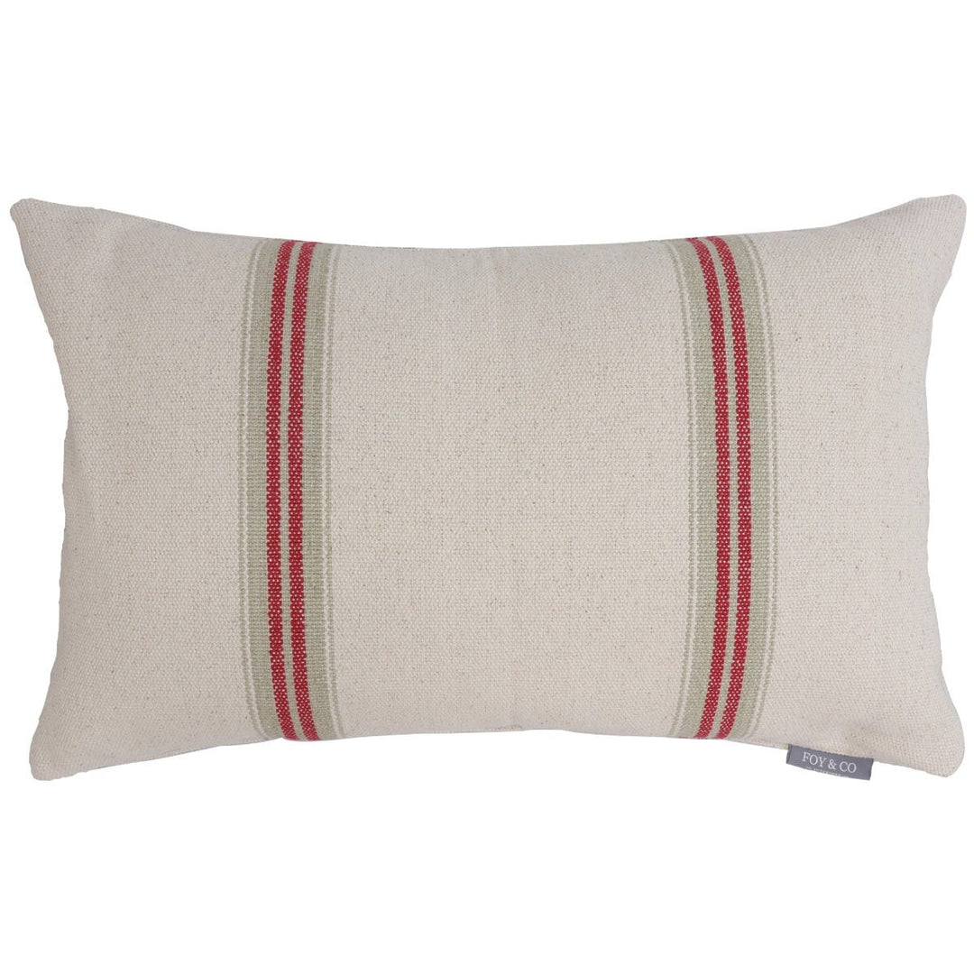 Donan Stripe Red Oblong Cushion