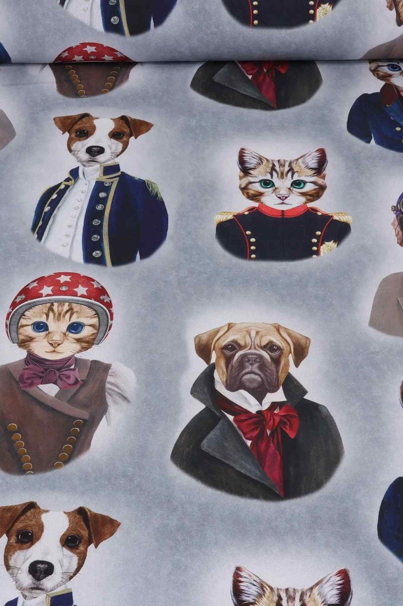 The Pooch & Tabby Grey Fabric