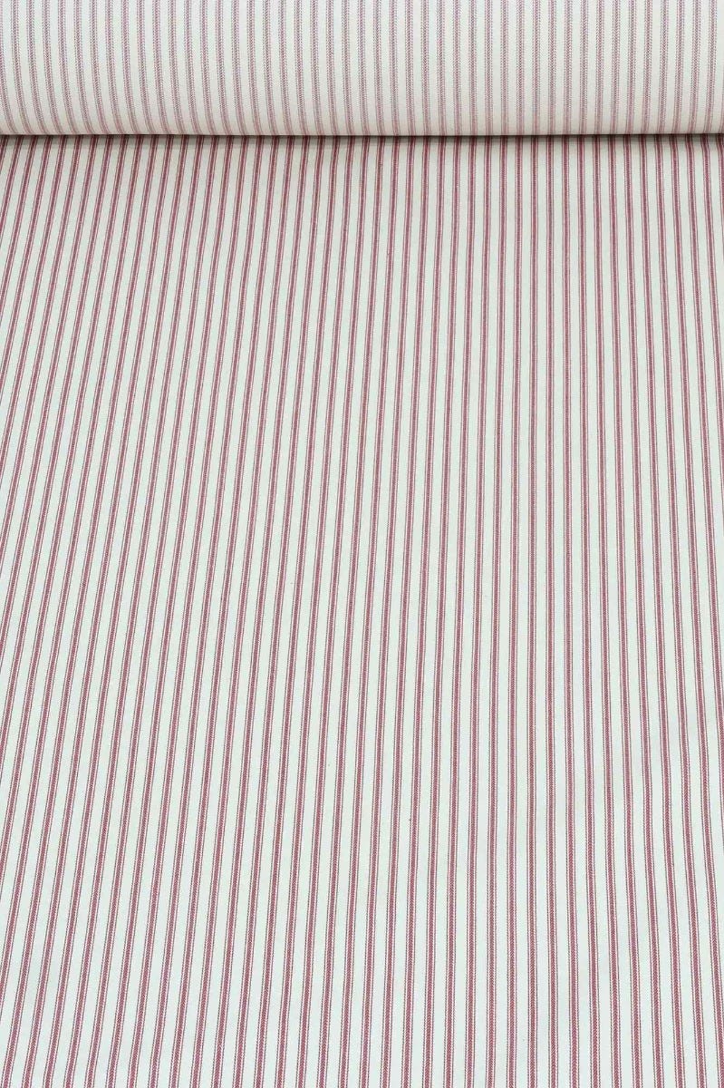 Luxury Red French Ticking Stripe Fabric