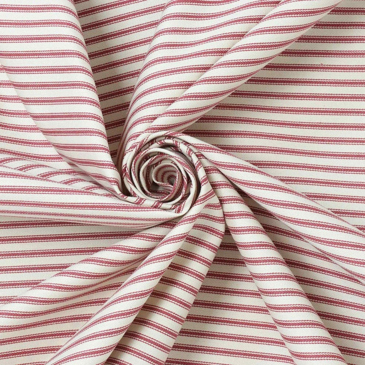 Luxury Red French Ticking Stripe Fabric