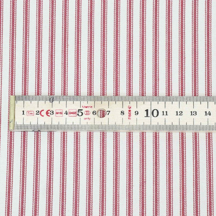 Luxury Red French Ticking Stripe Fabric