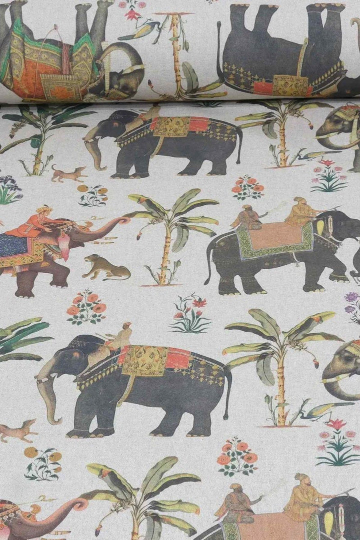 Indian Elephants Double Width Fabric