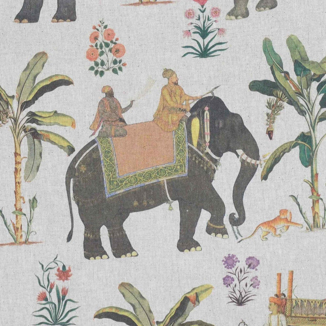 Indian Elephants Double Width Fabric