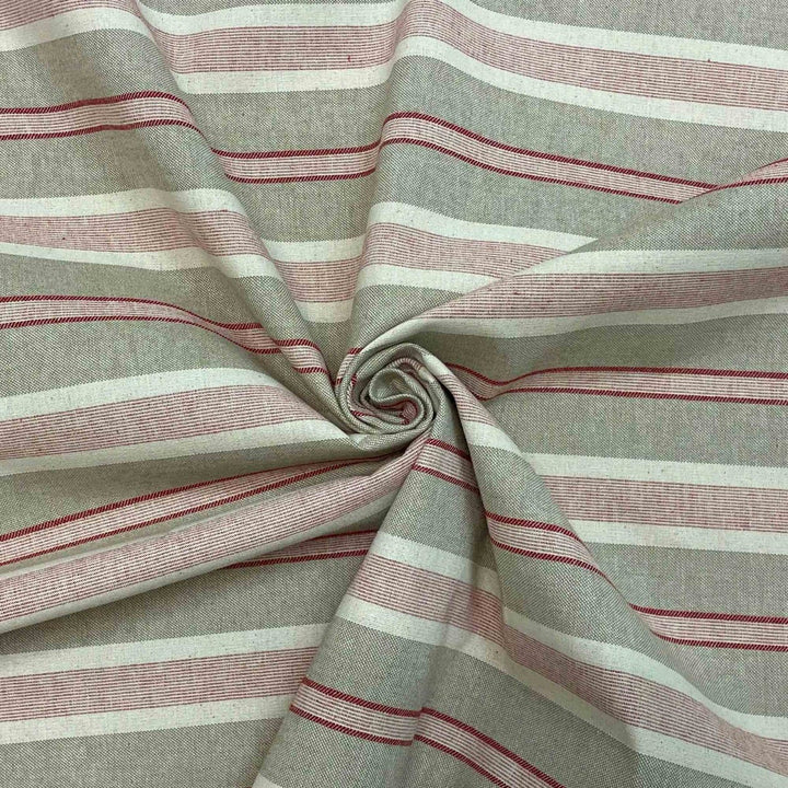 Princeton Stripe Red Double Width Fabric