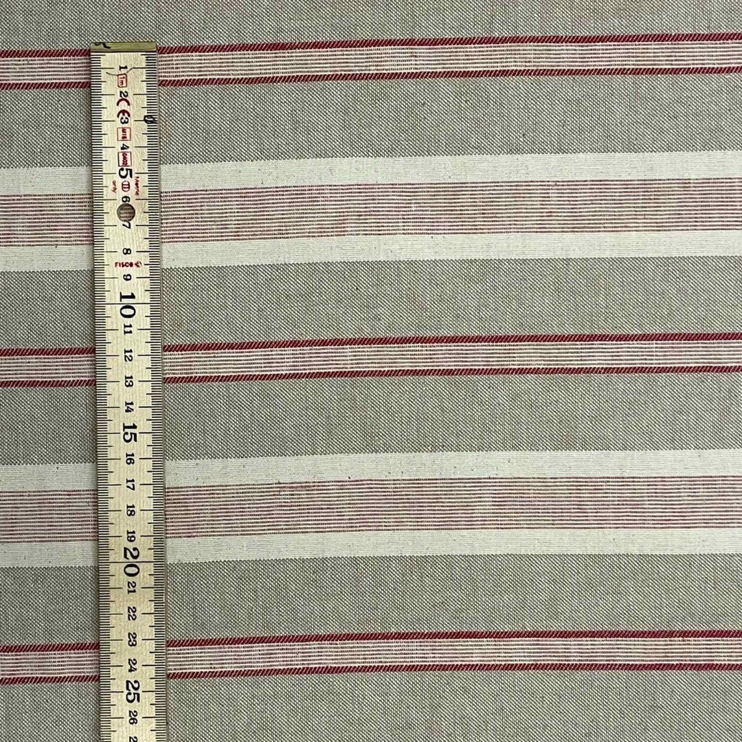 Princeton Stripe Red Double Width Fabric