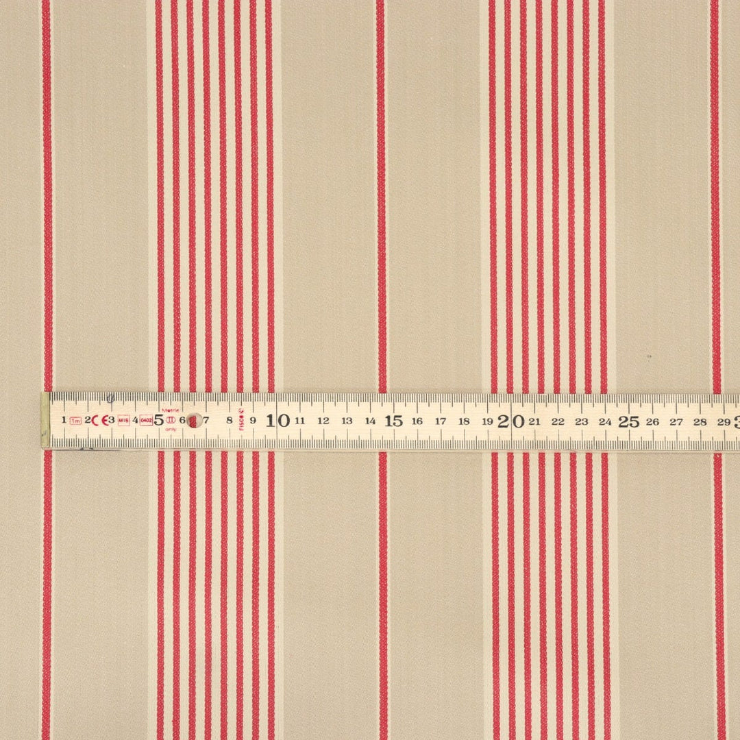 Clearance Morgan Stripe Red & Beige Fabric