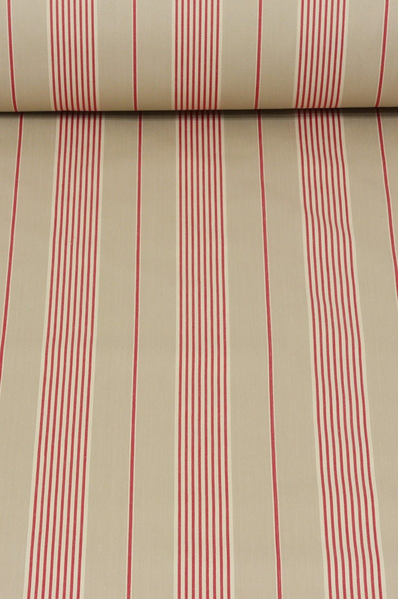 Clearance Morgan Stripe Red & Beige Fabric