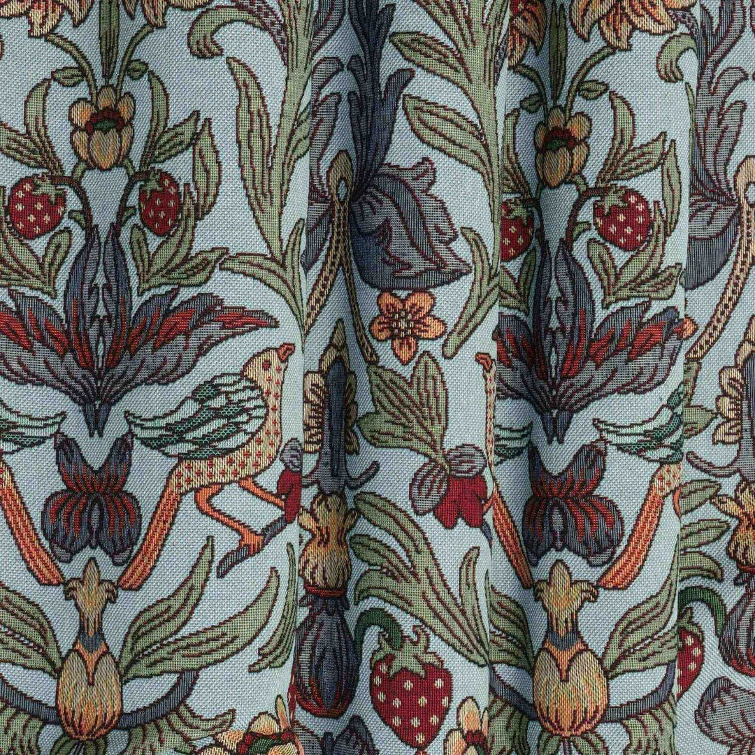 Strawberry Bird Tapestry Duck Egg Blue Fabric