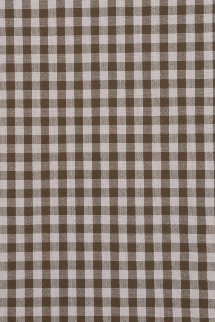 Gingham Check Fabric - Brown