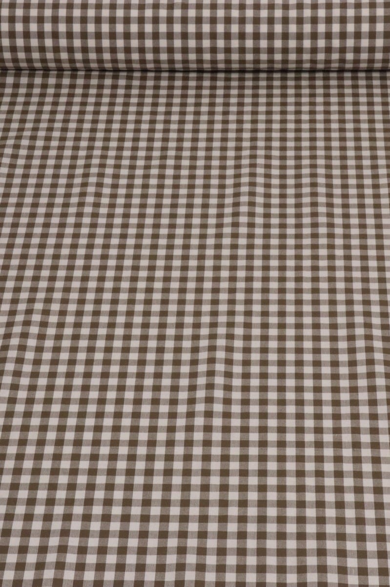 Gingham Check Fabric - Brown