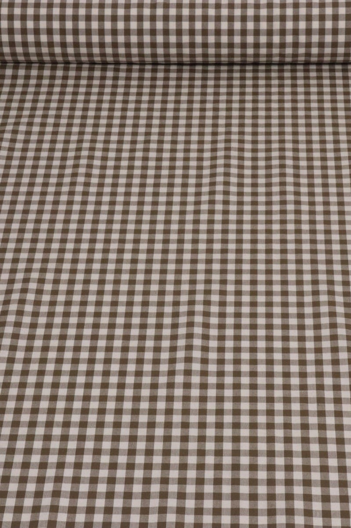 Gingham Check Fabric - Brown