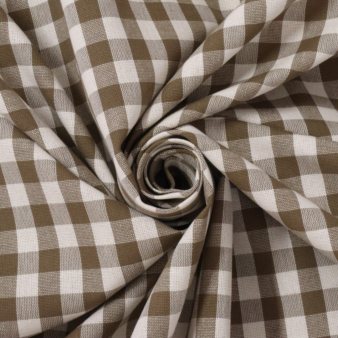 Gingham Check Fabric - Brown