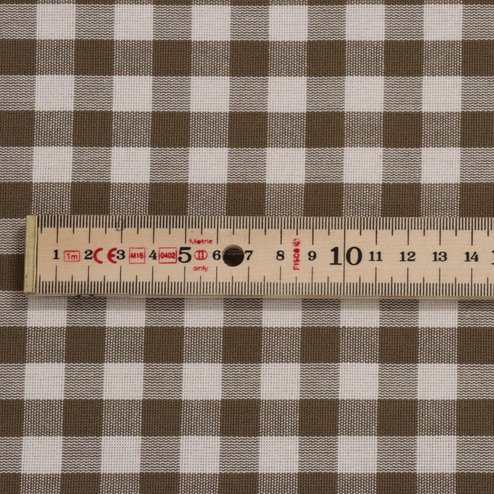 Gingham Check Fabric - Brown