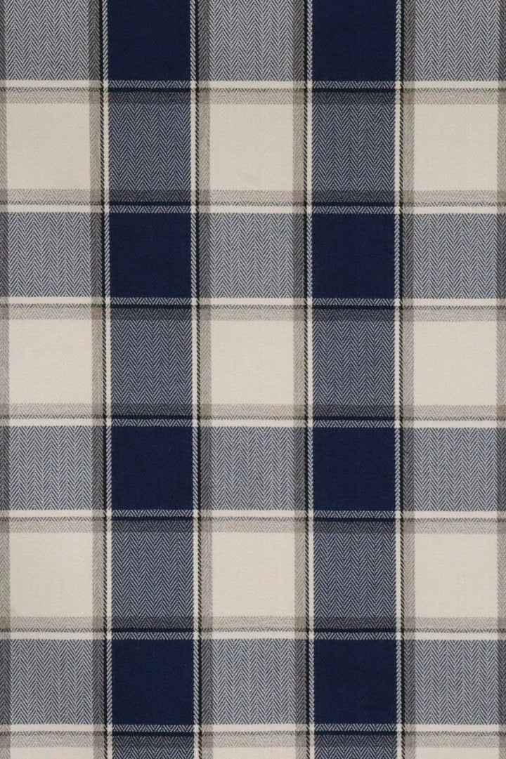 Danbury Herringbone FR Navy Check Fabric