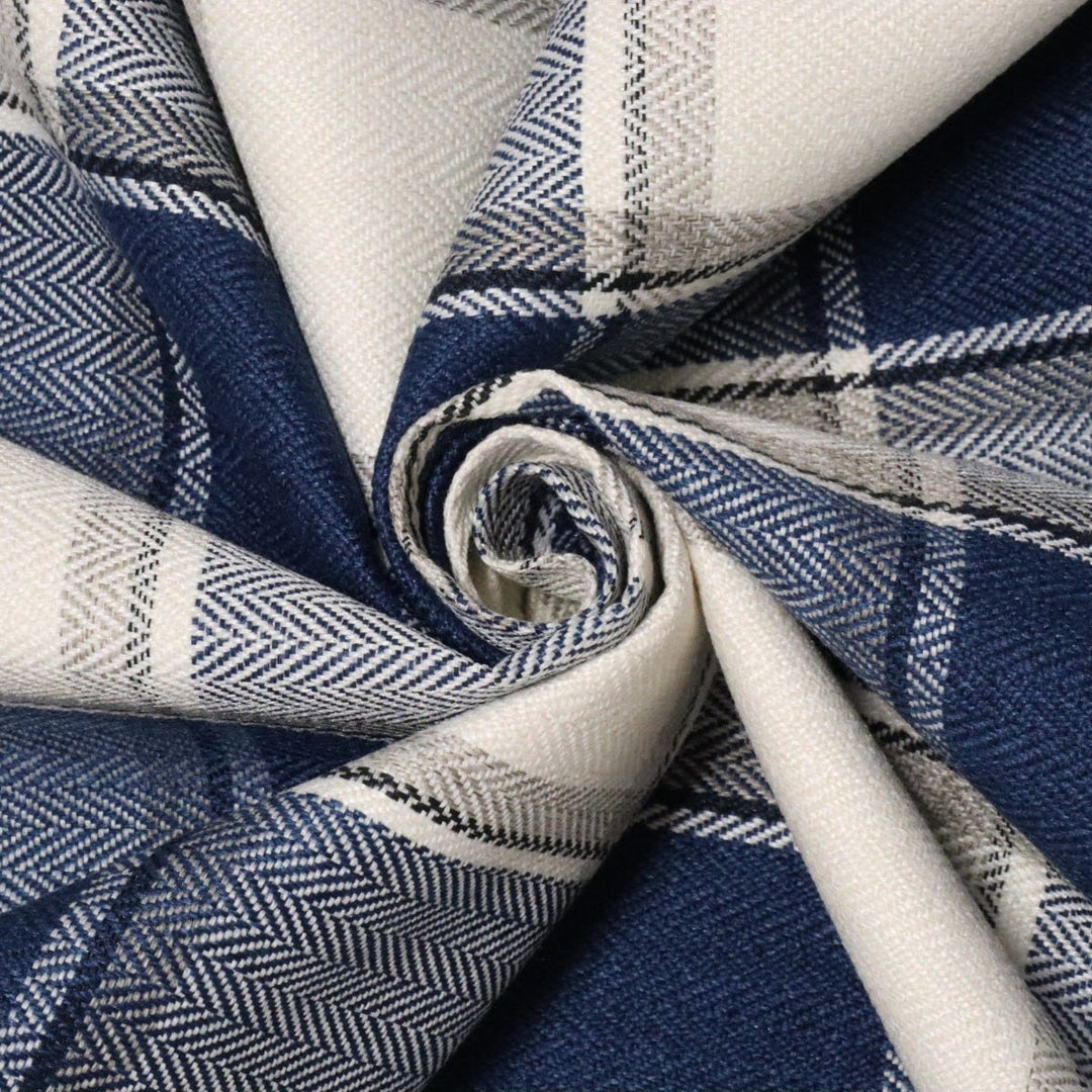 Danbury Herringbone FR Navy Check Fabric