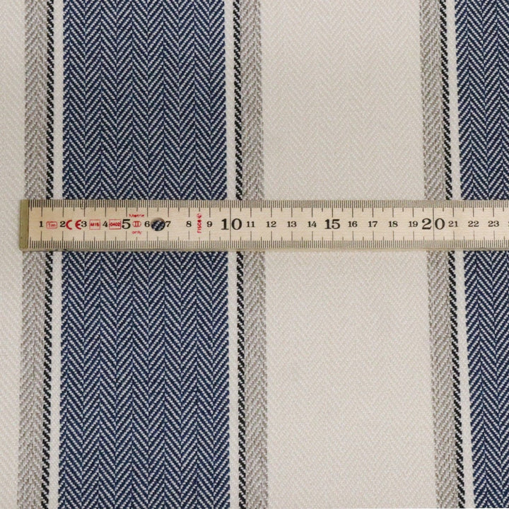 Danbury Herringbone Navy Stripe FR Fabric