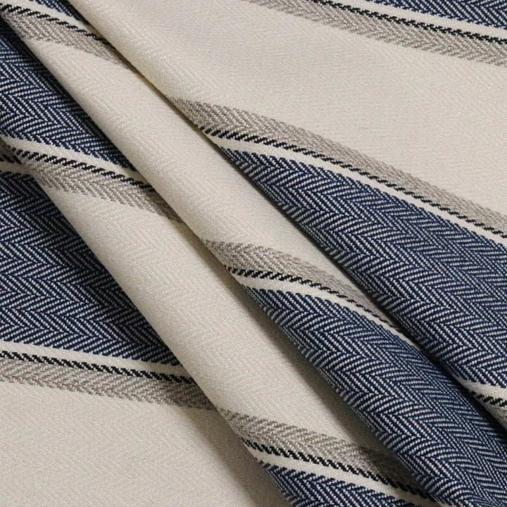 Danbury Herringbone Navy Stripe FR Fabric