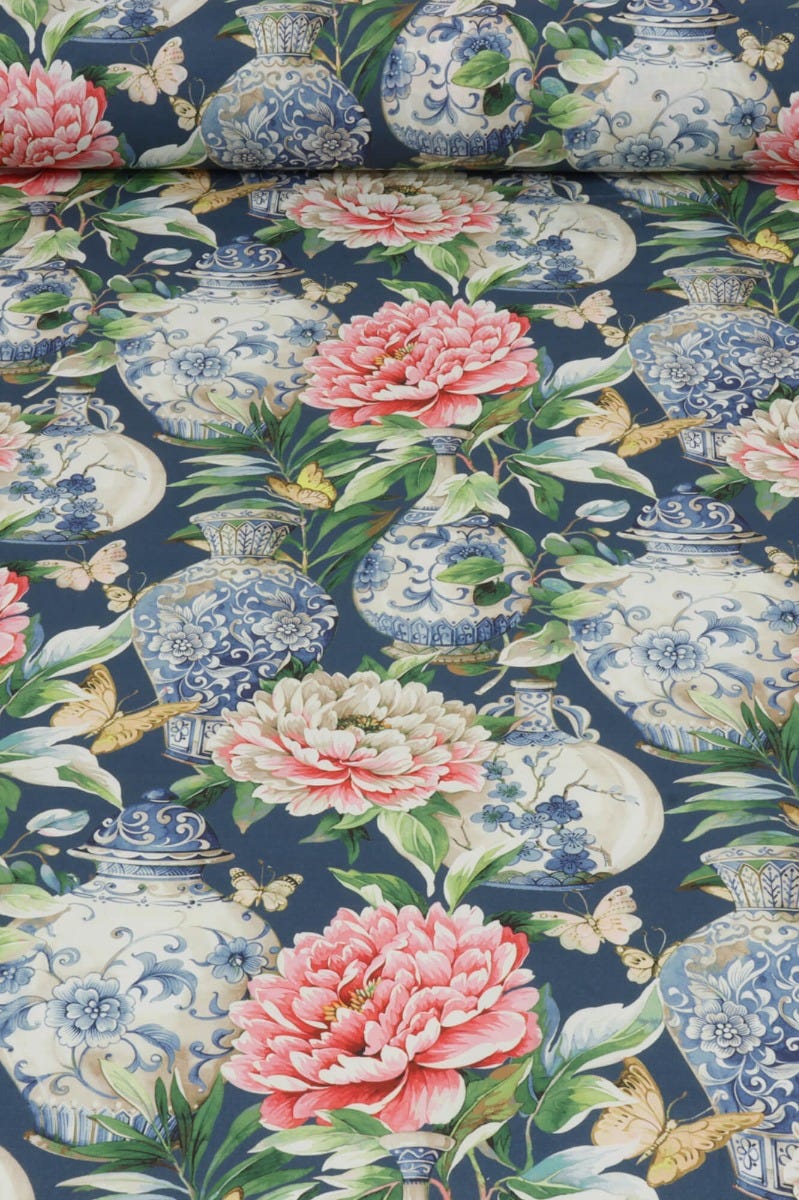 Dorchester Floral Navy Fabric