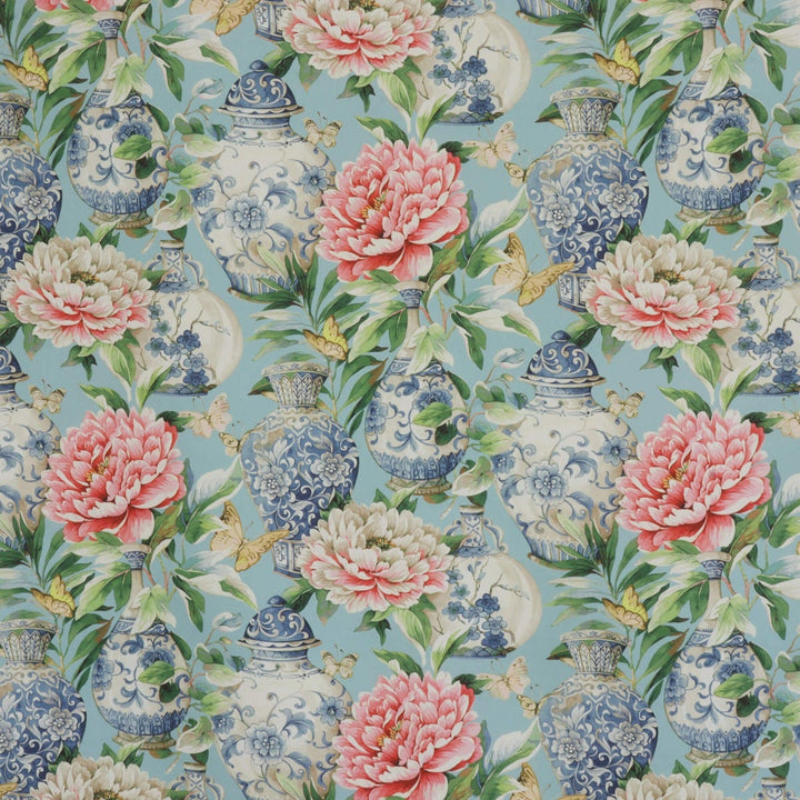 Dorchester Floral Aqua Fabric