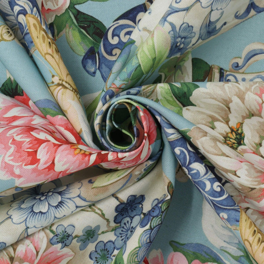 Dorchester Floral Aqua Fabric