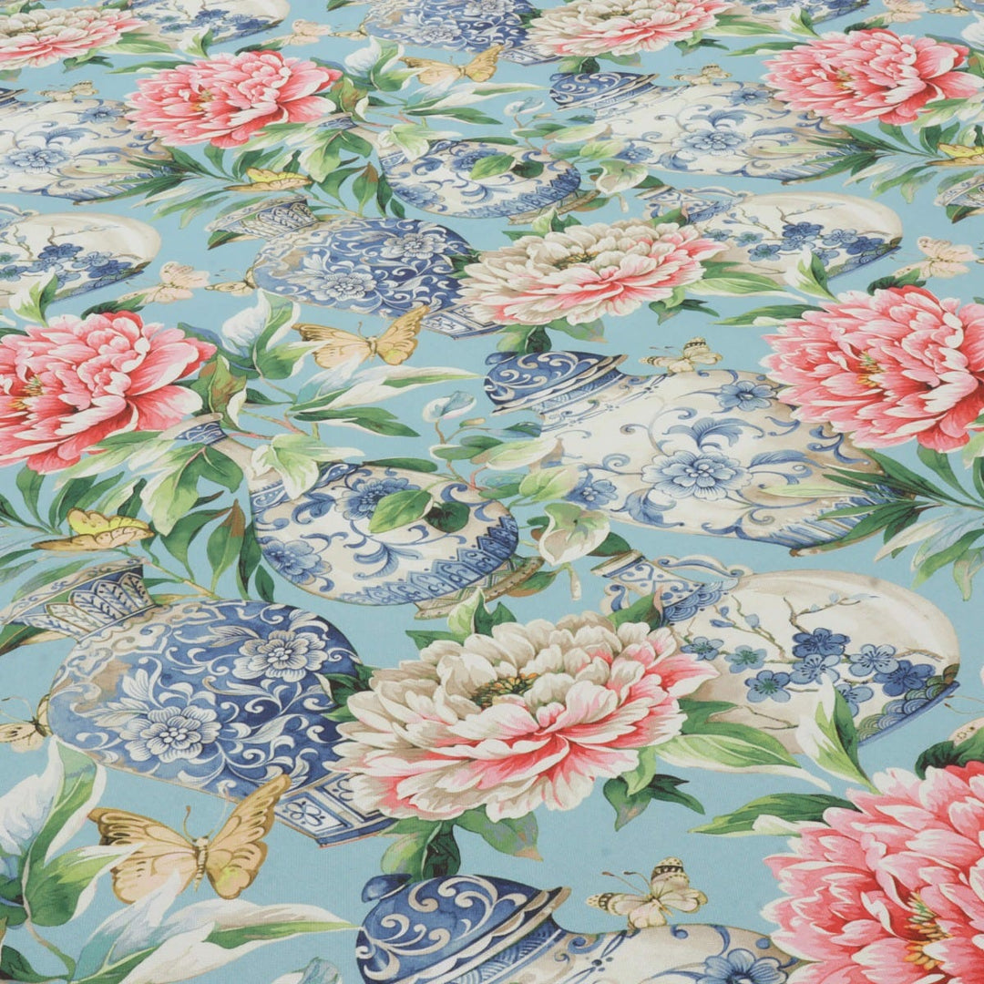 Dorchester Floral Aqua Fabric