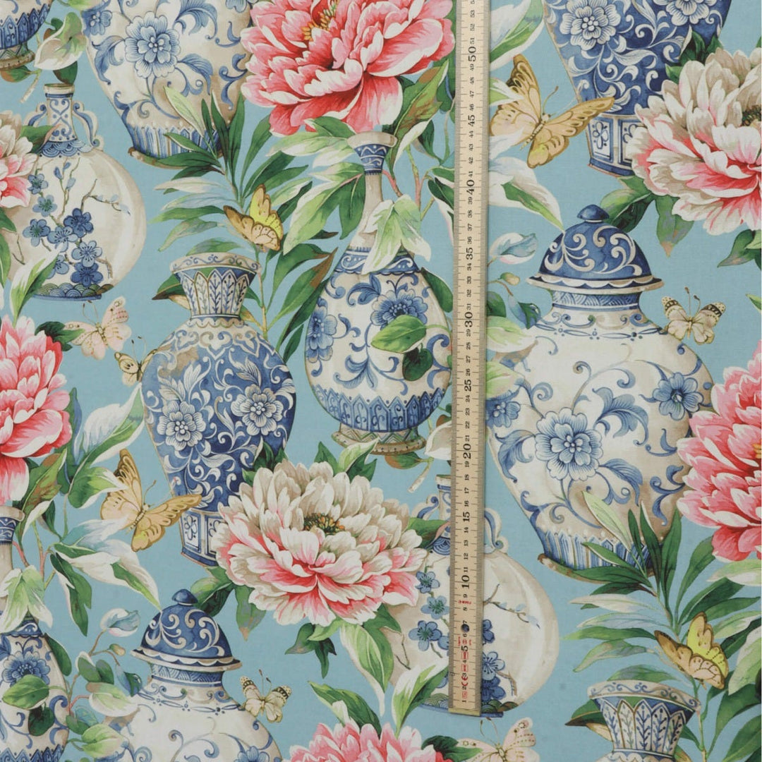 Dorchester Floral Aqua Fabric