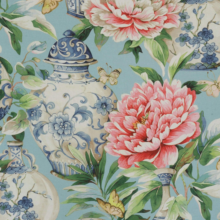 Dorchester Floral Aqua Fabric