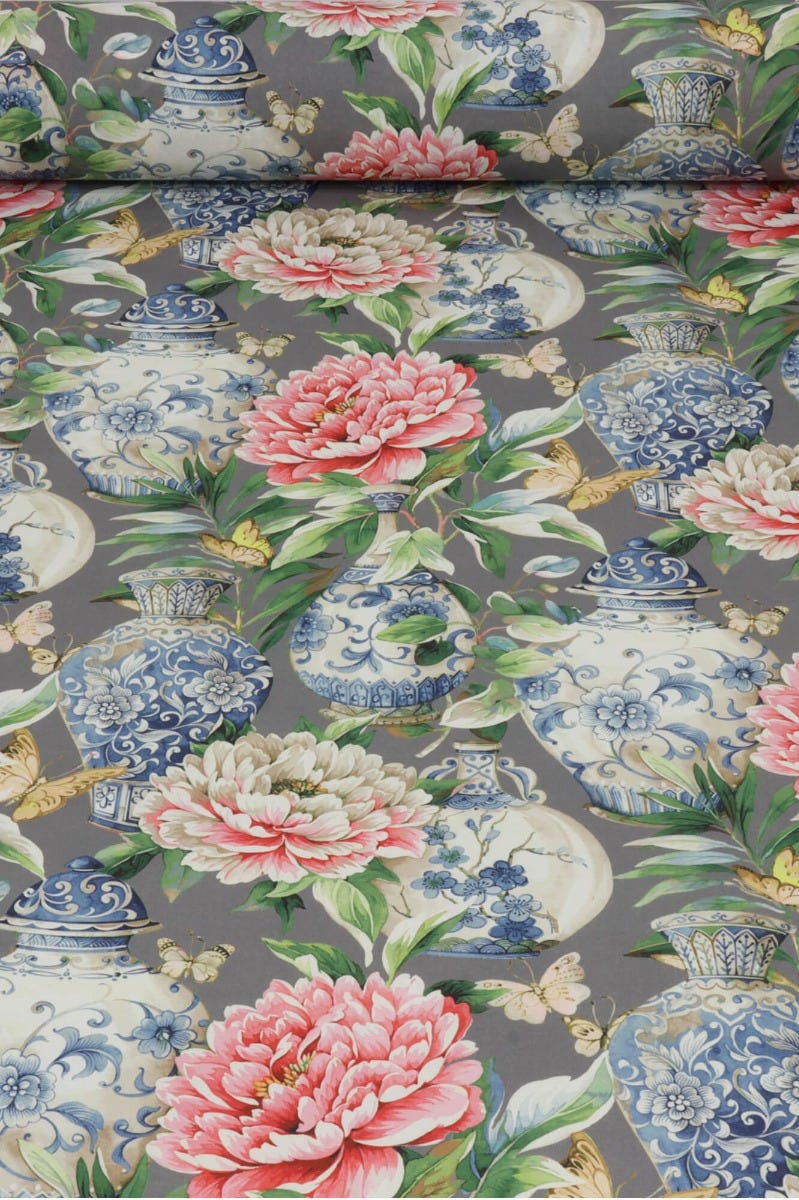 Dorchester Floral Stone Fabric