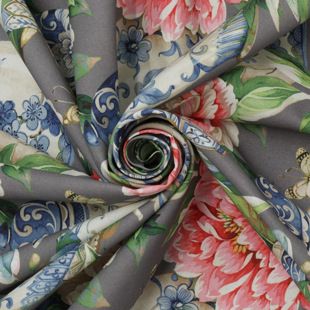 Dorchester Floral Stone Fabric