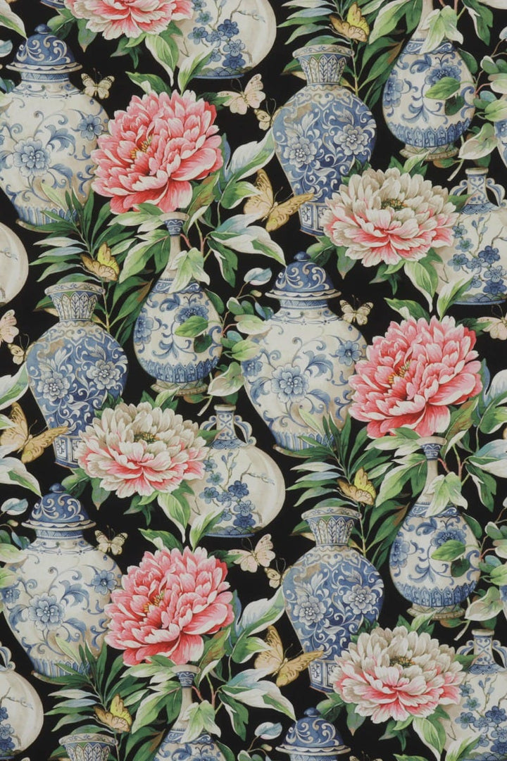 Dorchester Floral Black Fabric