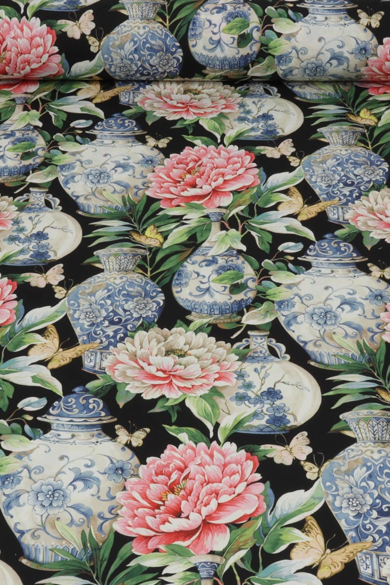 Dorchester Floral Black Fabric