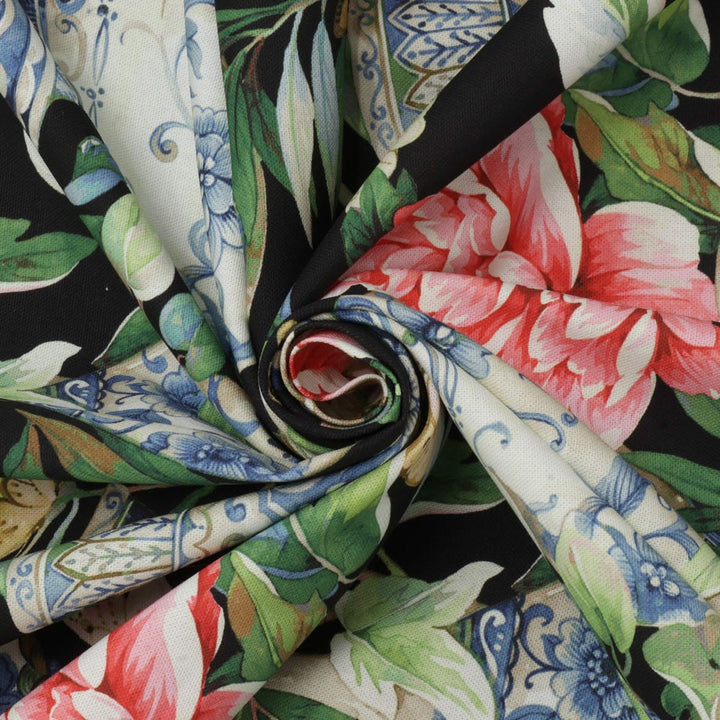 Dorchester Floral Black Fabric