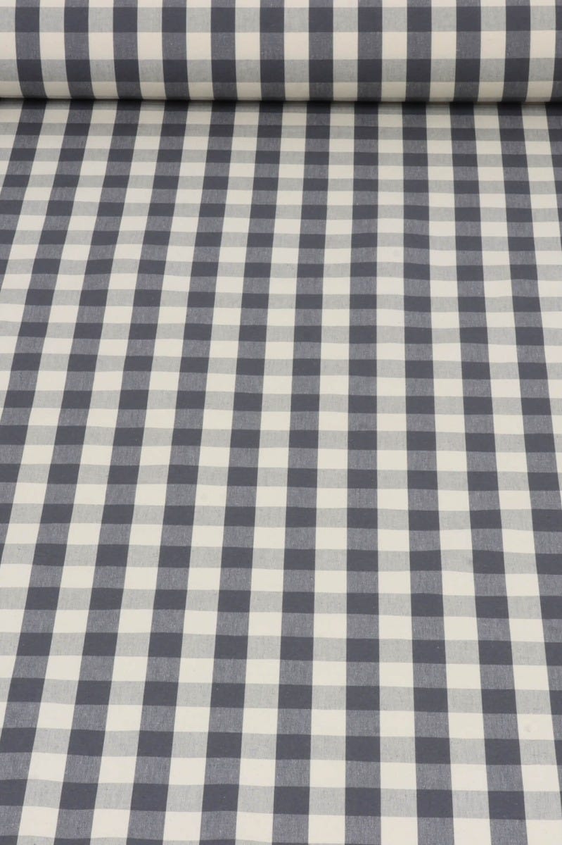 Clifton Gingham Grey Fabric